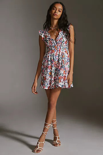 Flutter-Sleeve Mini Dress | Anthropologie (US)