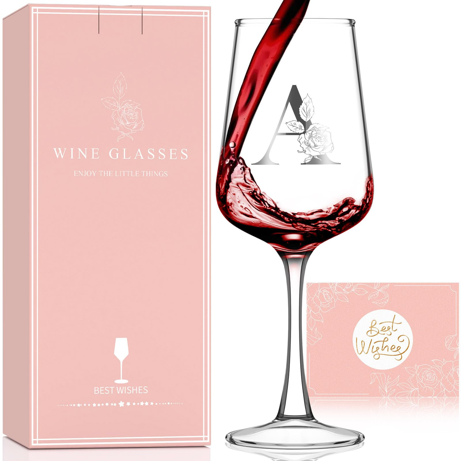 Personalized Wine Glass Gifts for Women - Monogrammed A-Z Wine Glasses Gift | Custom Christmas Gi... | Amazon (US)
