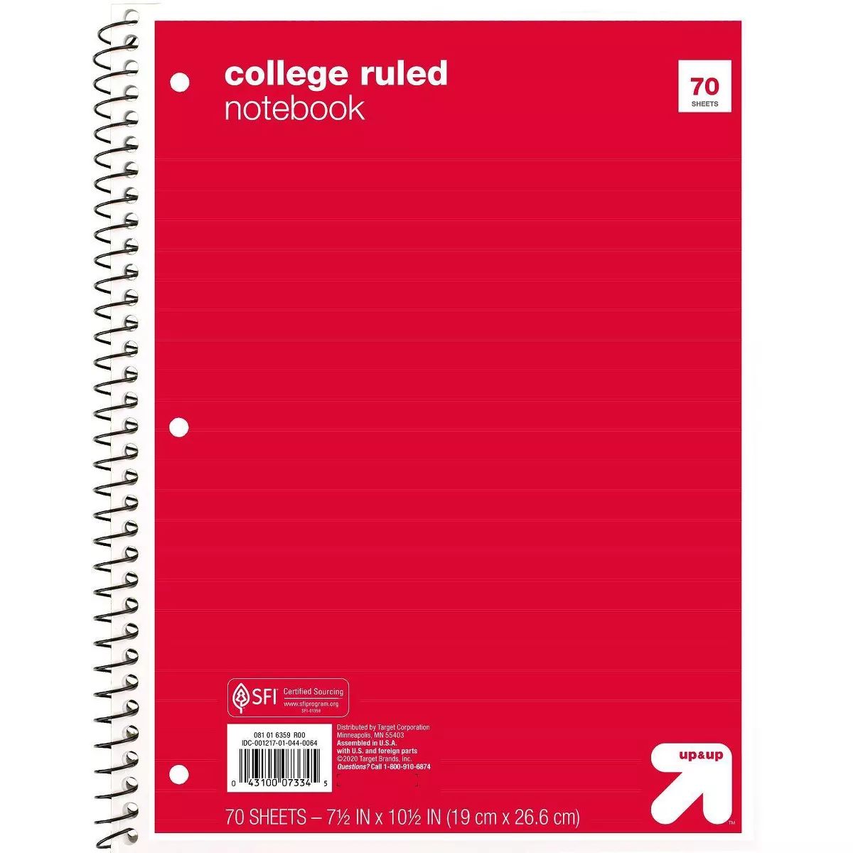 College Ruled 1 Subject Flexible Paperboard Cover Spiral Notebook - up & up™ | Target