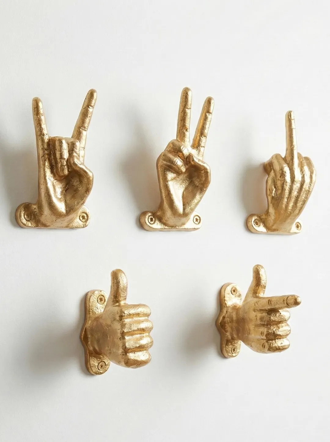 Gold Hand Gesture Wall Hooks - Funny Decorative Coat Hooks, Jewelry Hangers, Unique Home Decor | Etsy (US)