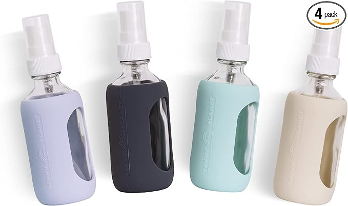 Empty Clear Glass 2oz Small Spray Bottles with Silicone Sleeve Protection - Refillable Containers... | Amazon (US)