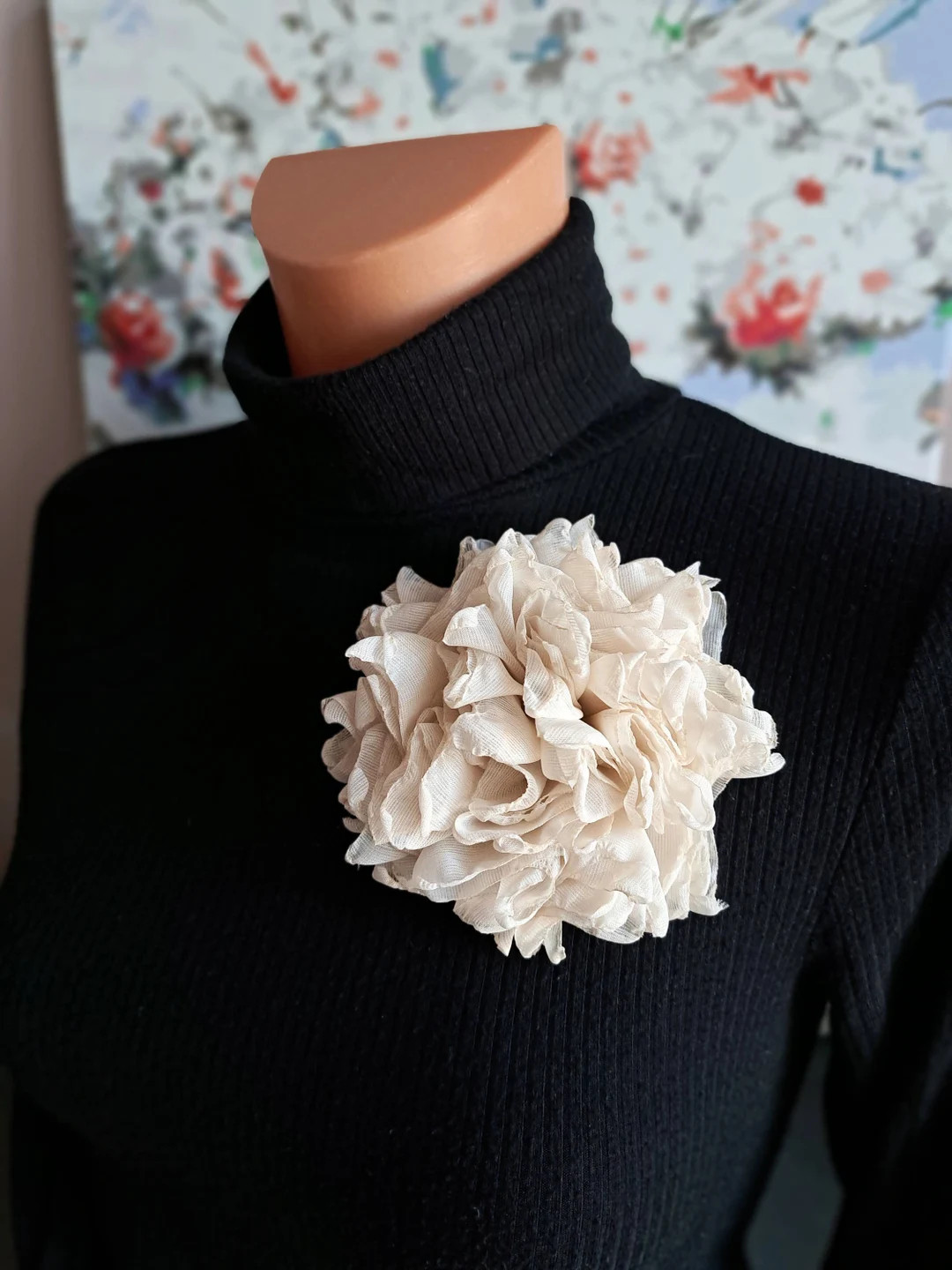 Beige Flower Brooch Gift for Mother for Daughter Party Brooch Gift for Her Elegant Brooch for Wom... | Etsy (US)