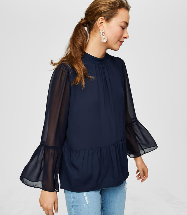 Bell Sleeve Peplum Blouse | LOFT