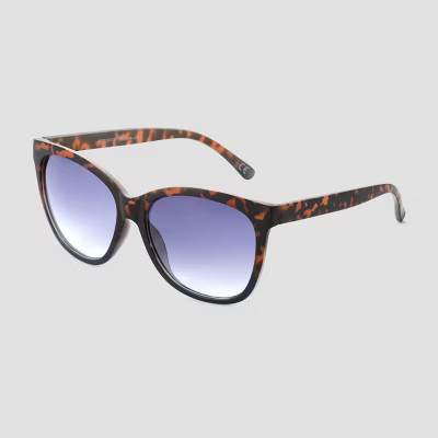 Women's Plastic Tortoise Shell Print Crystal Cateye Sunglasses - Universal Thread™ Blue | Target