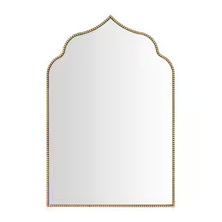Medium Ornate Arched Gold Antiqued Classic Accent Mirror (35 in. H x 24 in. W) | The Home Depot