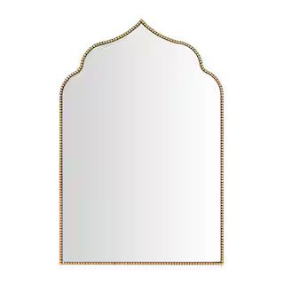 Home Decorators Collection Medium Ornate Arched Gold Antiqued Classic Accent Mirror (35 in. H x 2... | The Home Depot