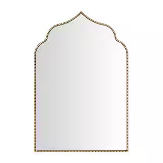 Medium Ornate Arched Gold Antiqued Classic Accent Mirror (35 in. H x 24 in. W) | The Home Depot