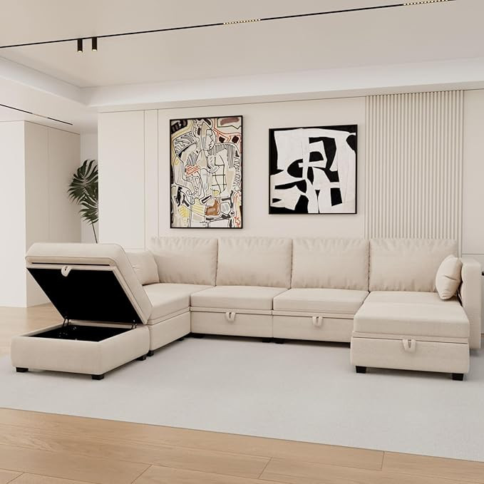 110.24" Sectional Sofa Modular Couch U Shape Corner Sectional Sofa Set with Storage Reversible So... | Amazon (US)