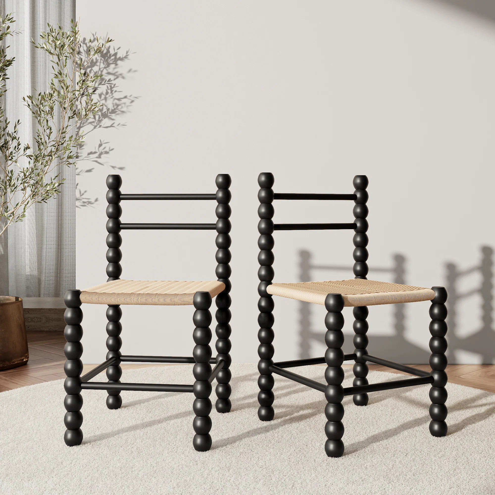 Solid Wood Woven Back Side Chair Dining Chair (Set Of 2) | Wayfair North America