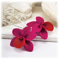 Pink Orchid Dangle Earrings Tropical Flower Jewelry | Etsy (US)