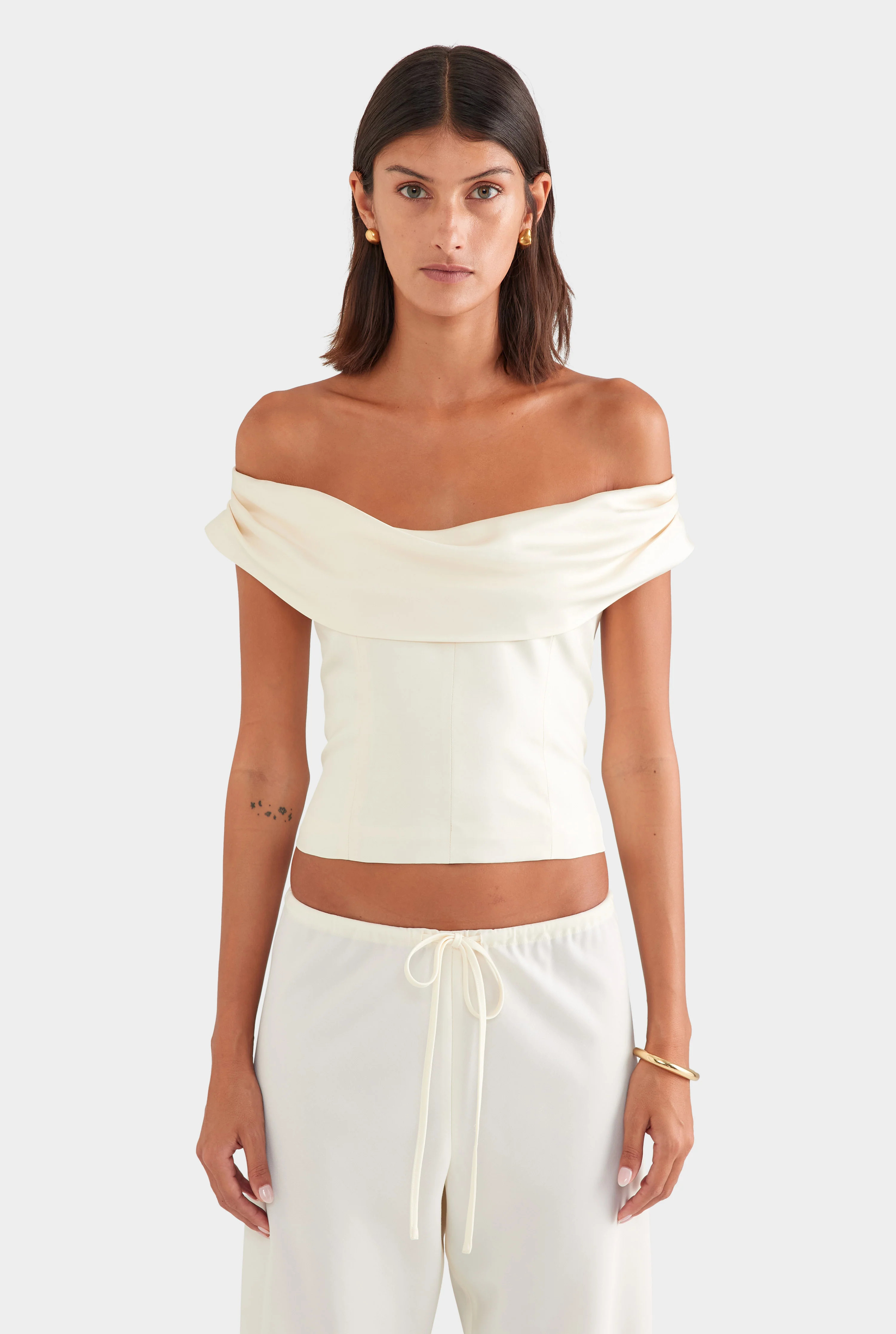 Venroy - Womens Silk Cowl Neck Bodice in Champagne | Venroy AU