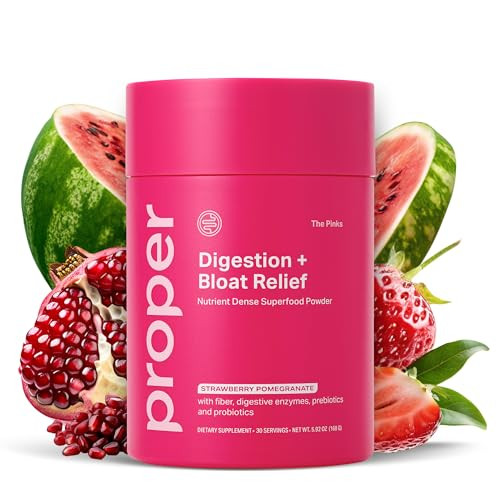 Proper, The Pinks Digestion and Bloat Relief. Drink Mix with Gut Health Probiotics, Prebiotics, Beet Root & Enzymes for Digestive Support. Bloating and Microbiome Supplement for Women and Men | Amazon (US)