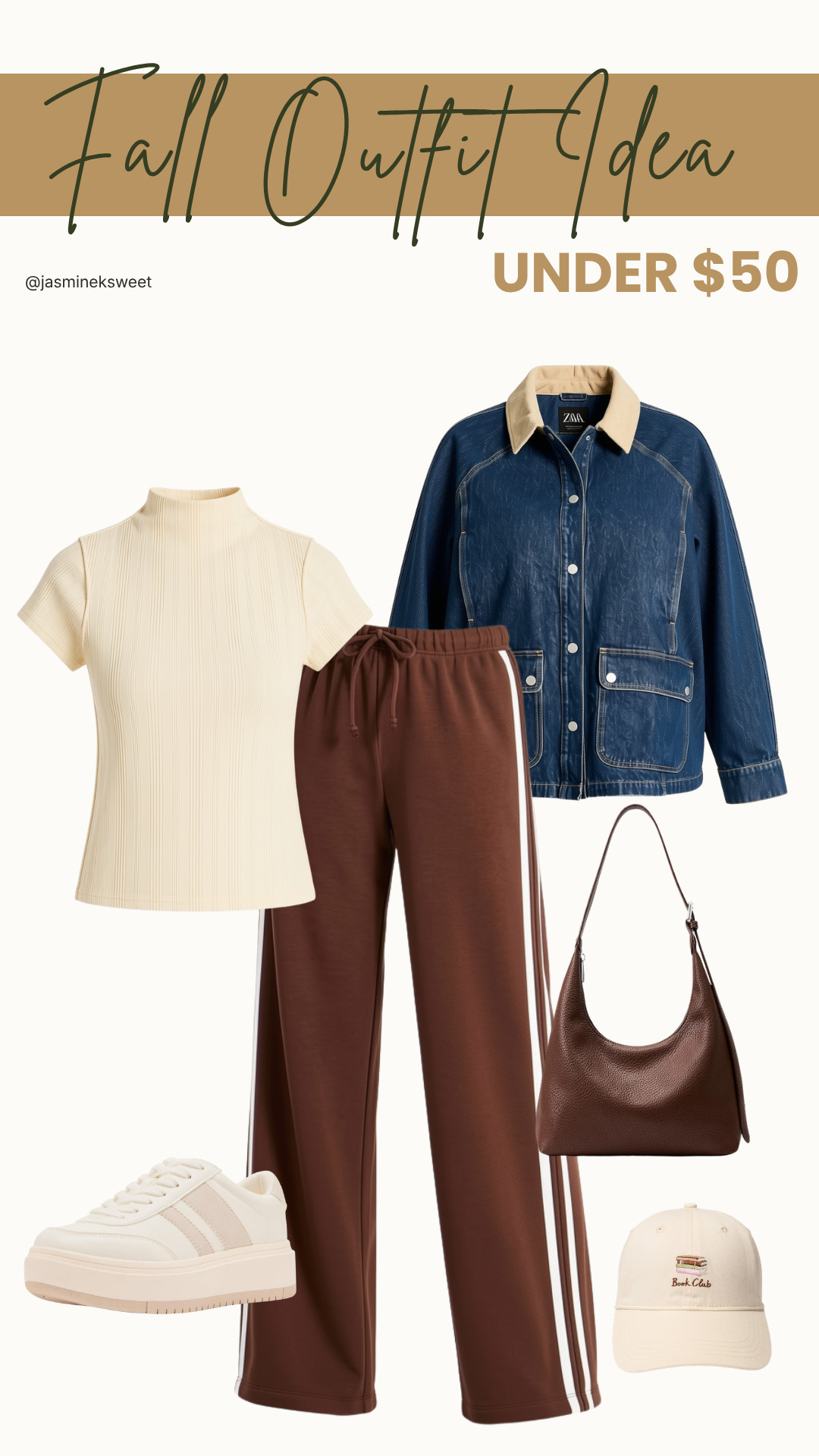 This cozy and casual fall outfit with a denim jacket and joggers is all under $50. 

 #LTKunder50 #LTKstyletip #LTKfindsunder50 #LTKgrwm #LTKootd #LTKMidsize