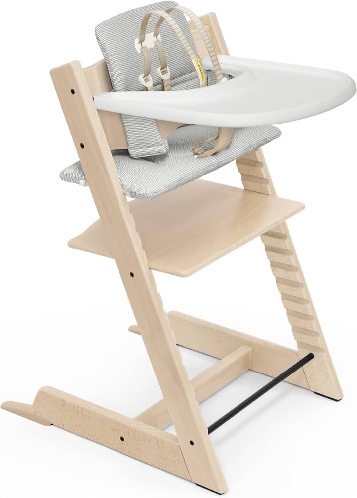 Tripp Trapp High Chair and Cushion with Stokke Tray - Natural with Nordic Grey - Adjustable, Conv... | Amazon (US)