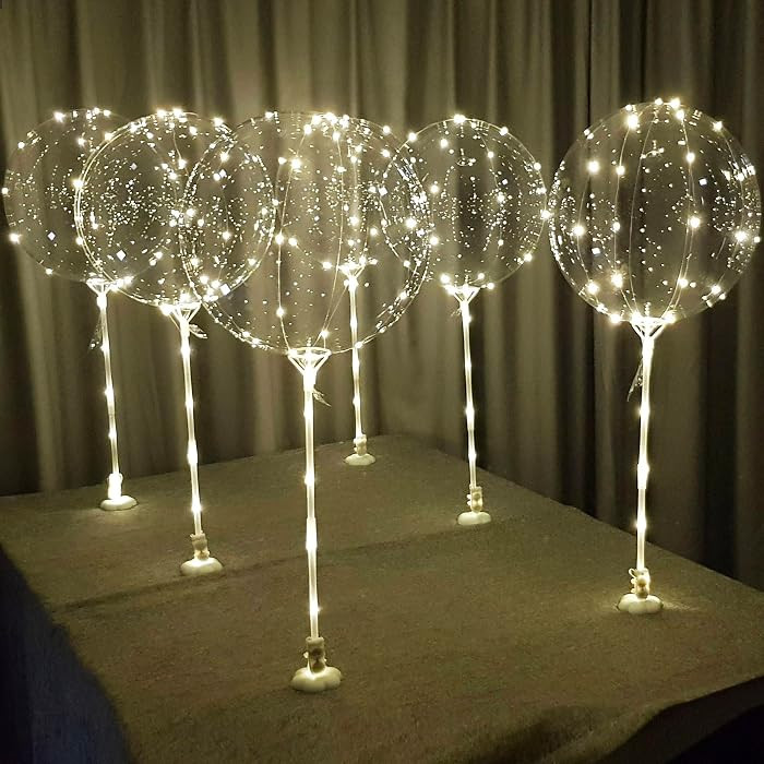 warm white 6pc LED Light up Balloon with sticks, stands and batteries, Table top centerpieces for... | Amazon (US)
