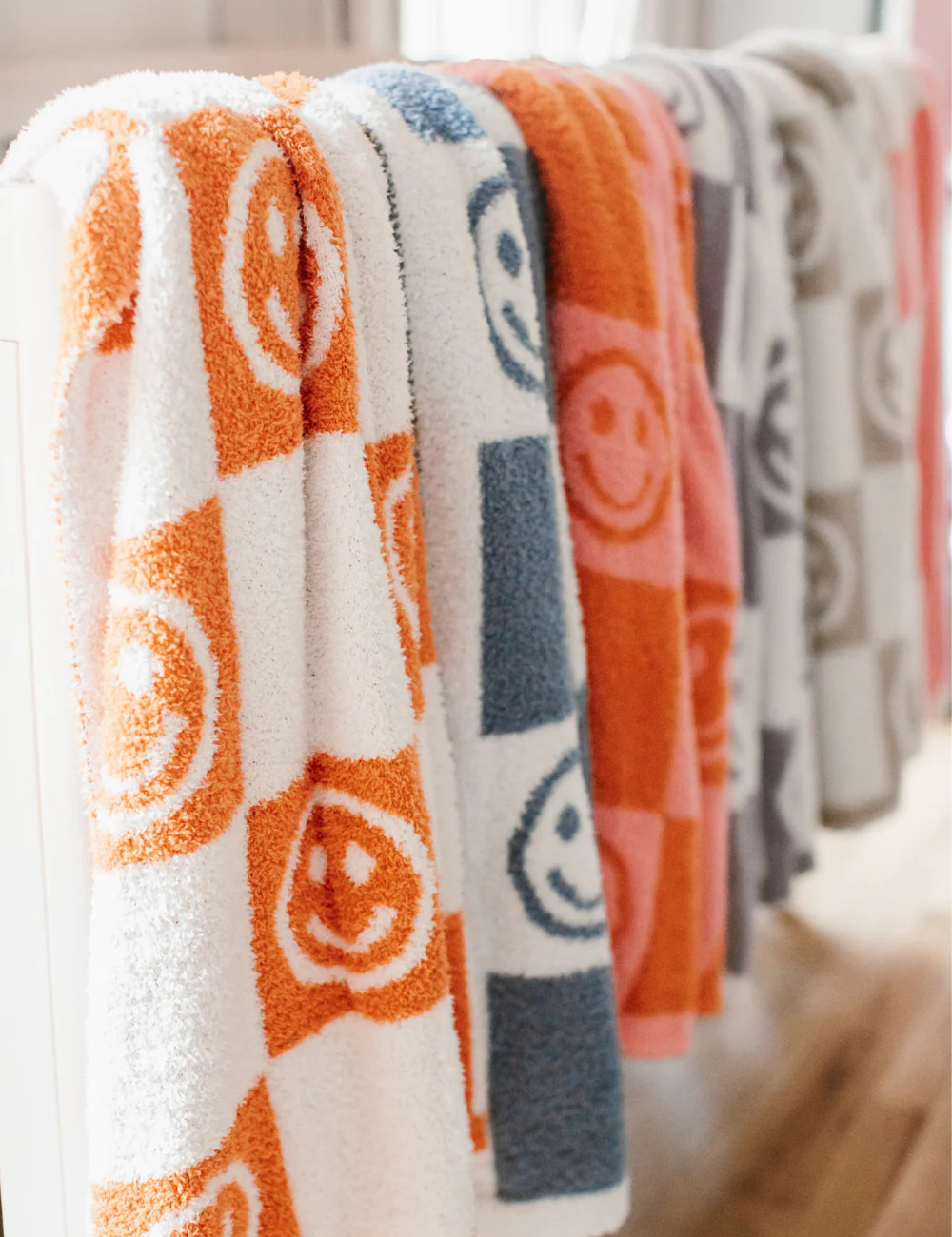 TSC x Tia Booth: Checkered Smiley Children's Blanket- Blue is Pre-order 9-30 | The Styled Collection