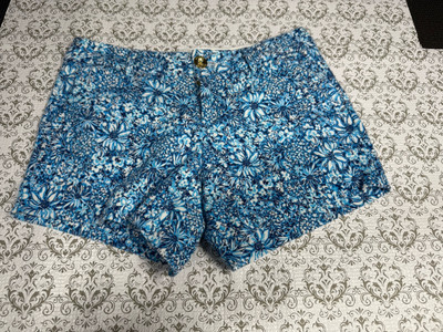 Lilly Pulitzer Size 0 Callahan Knit Shorts Cumulus Blue Blooming Together | eBay | eBay US
