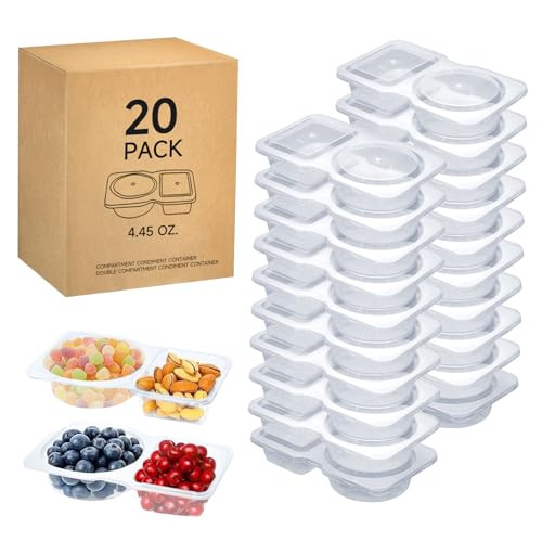 WKTRSM 20 Sets Reusable Snack Containers With Lids, Snack Pack Containers Plastic Double Compartment Snack Containers Transparent Snack Box Container Portion Cups with Lids for Sauce and Snacks | Amazon (US)