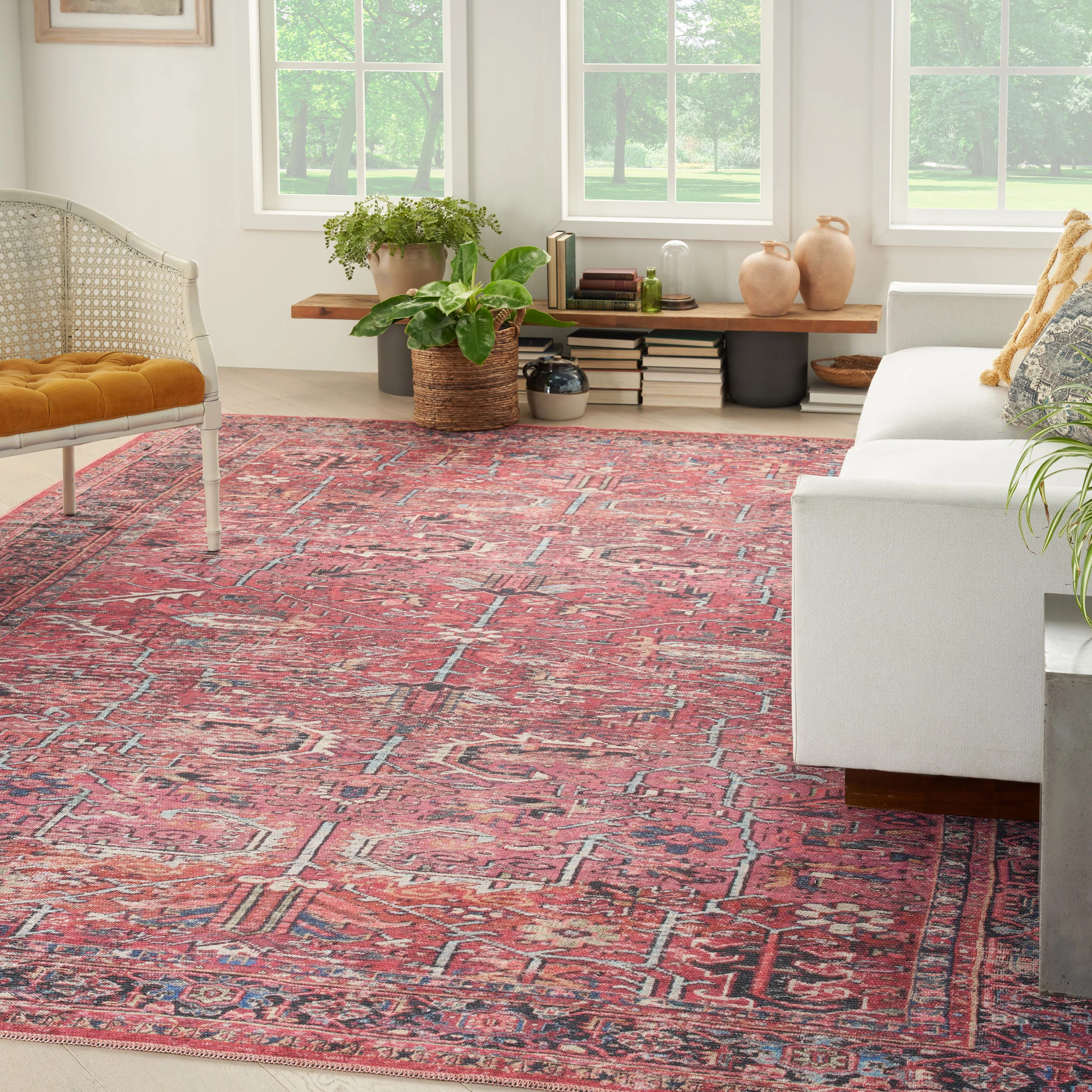 Machine Washable Oriental Red Area Rug | Wayfair North America