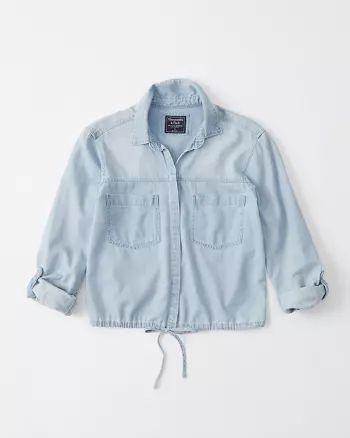 Cinched-Hem Chambray Shirt | Abercrombie & Fitch US & UK
