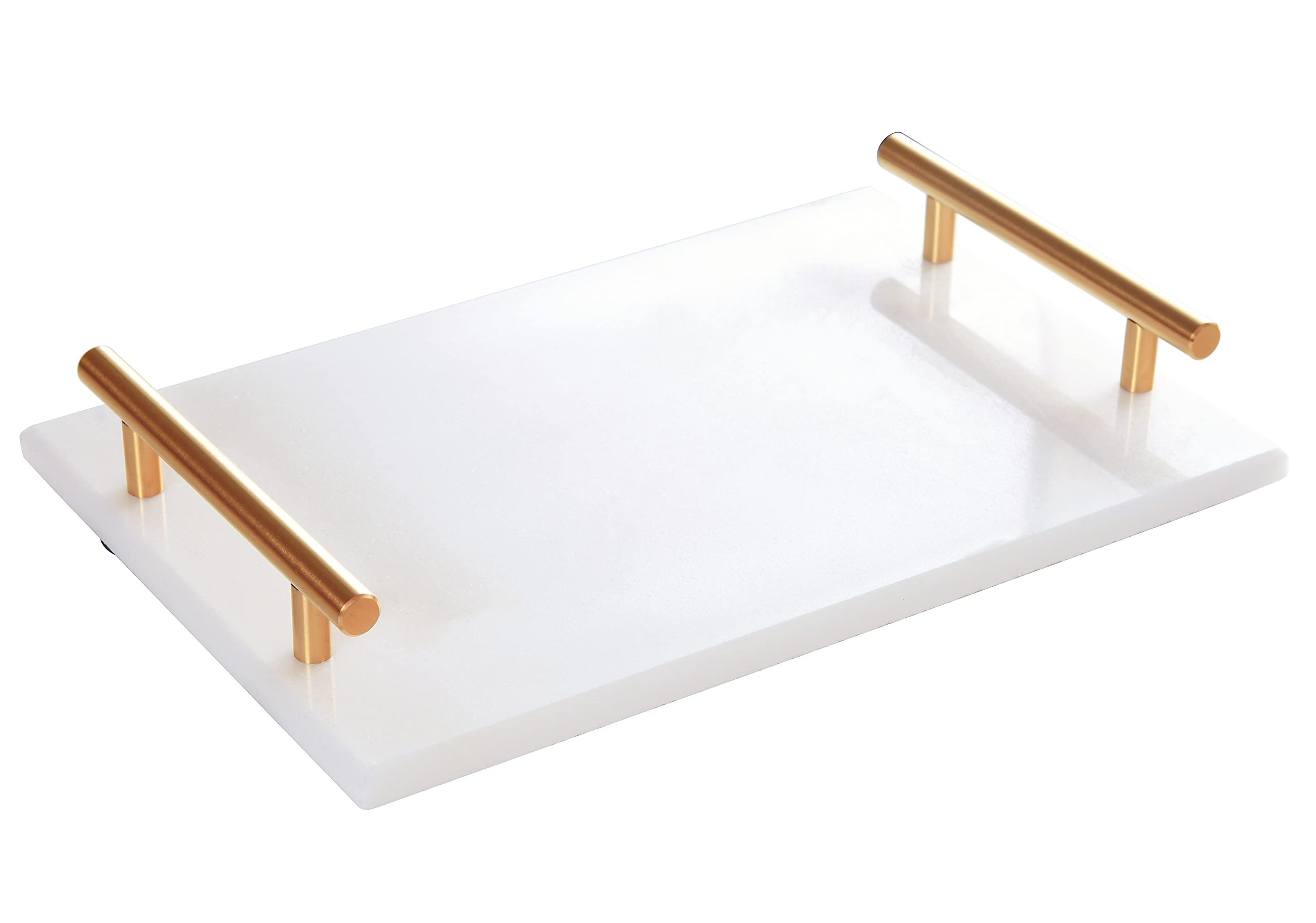 Genuine Marble Tray Bathroom Tray with Golden Handle, Natural Stone Decorative Tray with Metal Ha... | Amazon (US)