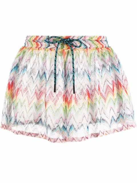 Missoni Zigzag-pattern side-slit Knitted Shorts - Farfetch | Farfetch Global