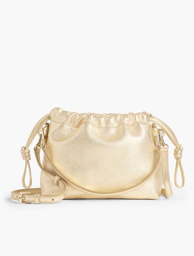 Metallic Leather Drawstring Bag | Talbots