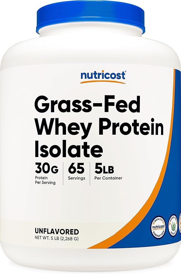 Nutricost Grass-Fed Whey Protein Isolate (Unflavored) 5LBS - rBGH Free, Non-GMO & Gluten Free | Amazon (US)