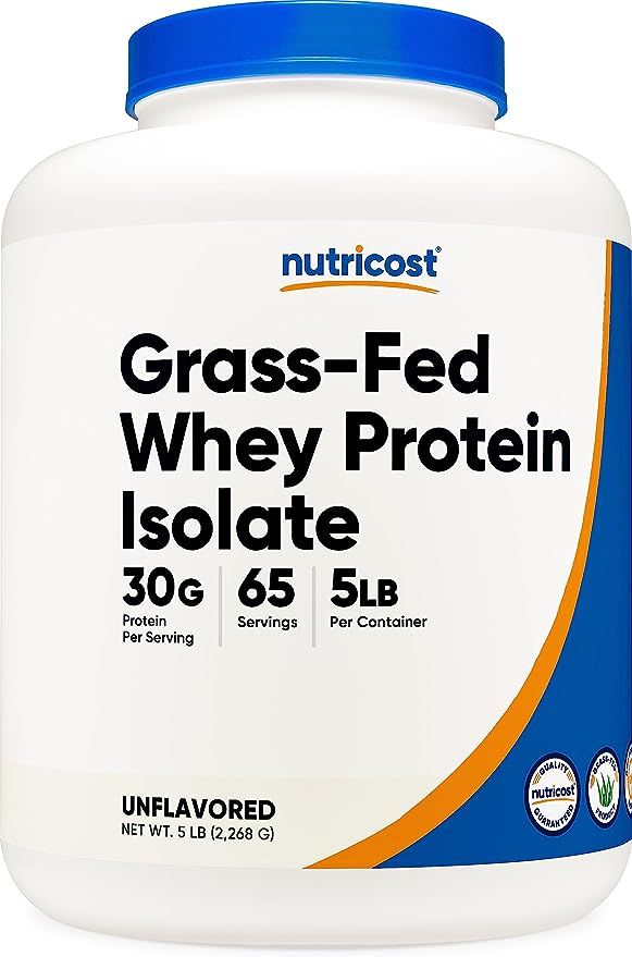 Nutricost Grass-Fed Whey Protein Isolate (Unflavored) 5LBS - rBGH Free, Non-GMO & Gluten Free | Amazon (US)