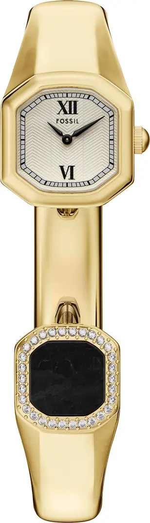 Fossil Harlow Black Onyx & Crystal Bangle Bracelet Watch, 16mm | Nordstrom | Nordstrom