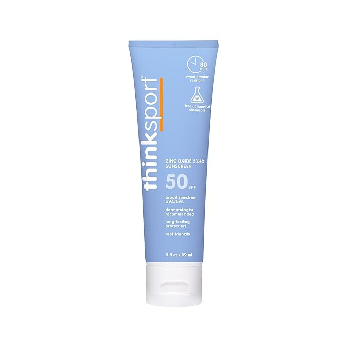 Thinksport SPF 50+ Mineral Sunscreen, 3 Oz, Safe, Natural Sunblock for Sports & Active Use, Water... | Amazon (US)