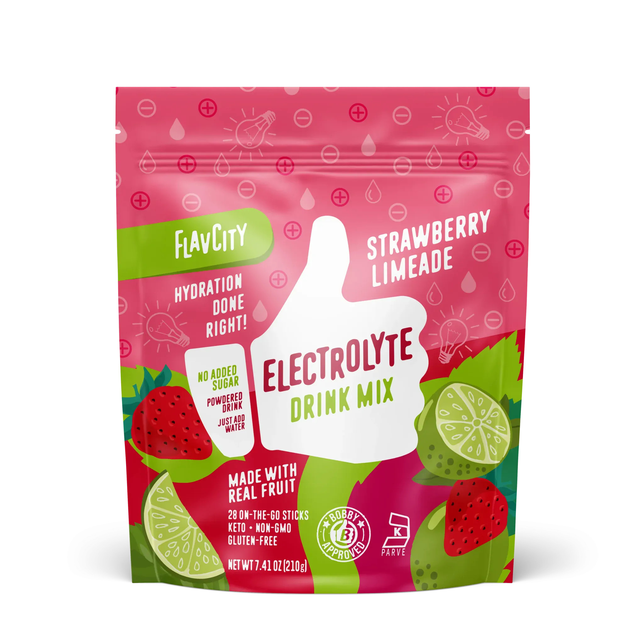 Strawberry Limeade Electrolyte Powder Drink Mix | FlavCity | FlavCity