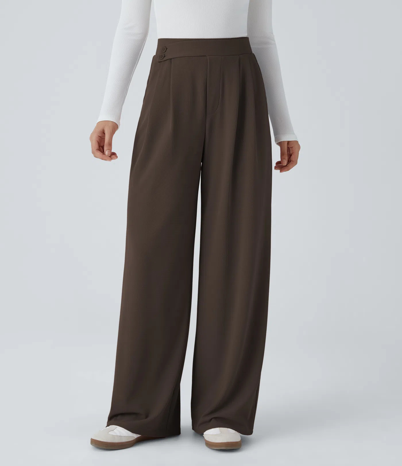 Women’s High Waisted Pocket Wide Leg Waffle Casual Trousers - Halara | Halara UK