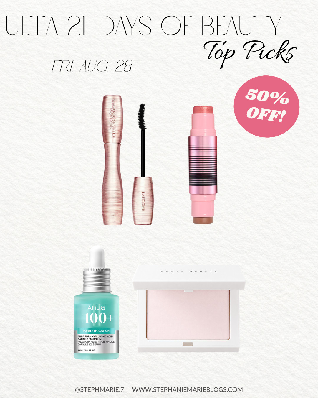ULTA'S 21 DAYS OF BEAUTY SALE IS HERE ✨ These beauty favorites from Lancome, Dibs Beauty, Anua, and Fenty Beauty are 50% today only!  

 #LTKOver40 #LTKSaleAlert #LTKBeauty
