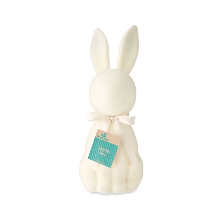 Easter Flocked Cream Bunny Decor, 16 in, by Way To Celebrate | Walmart (US)