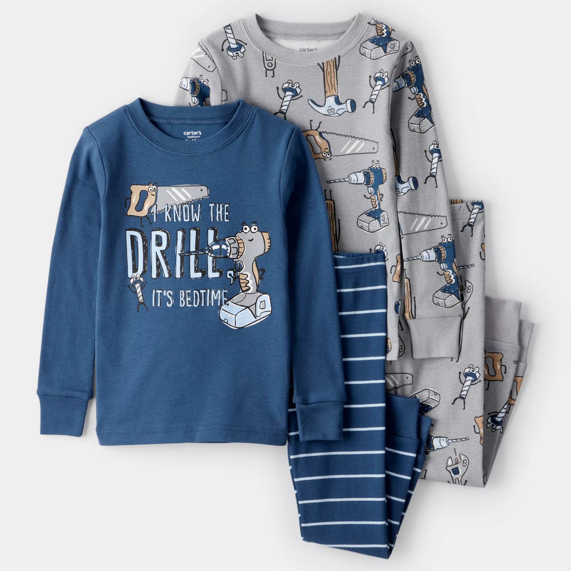 Toddler Boy Carter's 4-Piece Construction Print 100% Cotton Long Sleeve Snug Fit Pajama Top & Paj... | Kohl's