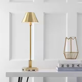 JONATHAN Y Roxy 26 in. Brushed Brass Metal Shade Table Lamp JYL6006B - The Home Depot | The Home Depot