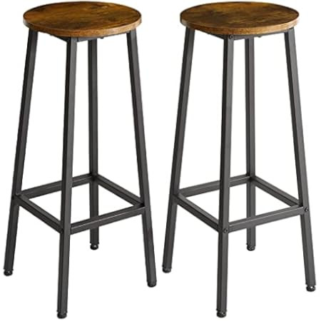 VASAGLE Bar Stools, Set of 2 Bar Chairs, Steel Frame, 25.6 Inch Tall, for Kitchen Dining, Easy Assem | Amazon (US)
