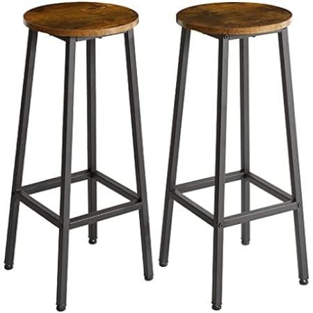 VASAGLE Bar Stools, Set of 2 Bar Chairs, Steel Frame, 25.6 Inch Tall, for Kitchen Dining, Easy Assem | Amazon (US)