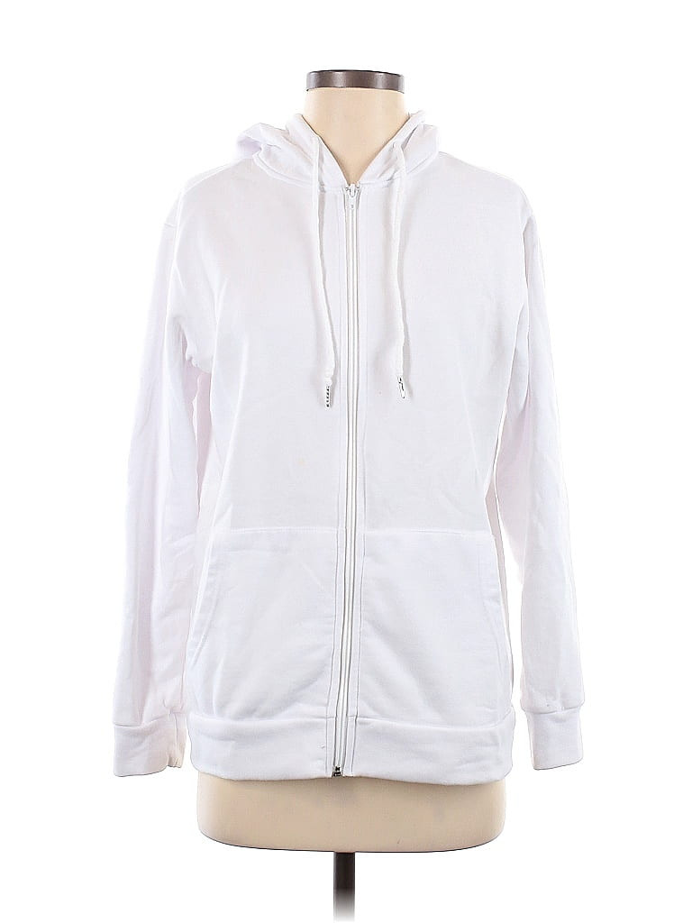 Zip Up Hoodie: White Tops - Size Small | ThredUp