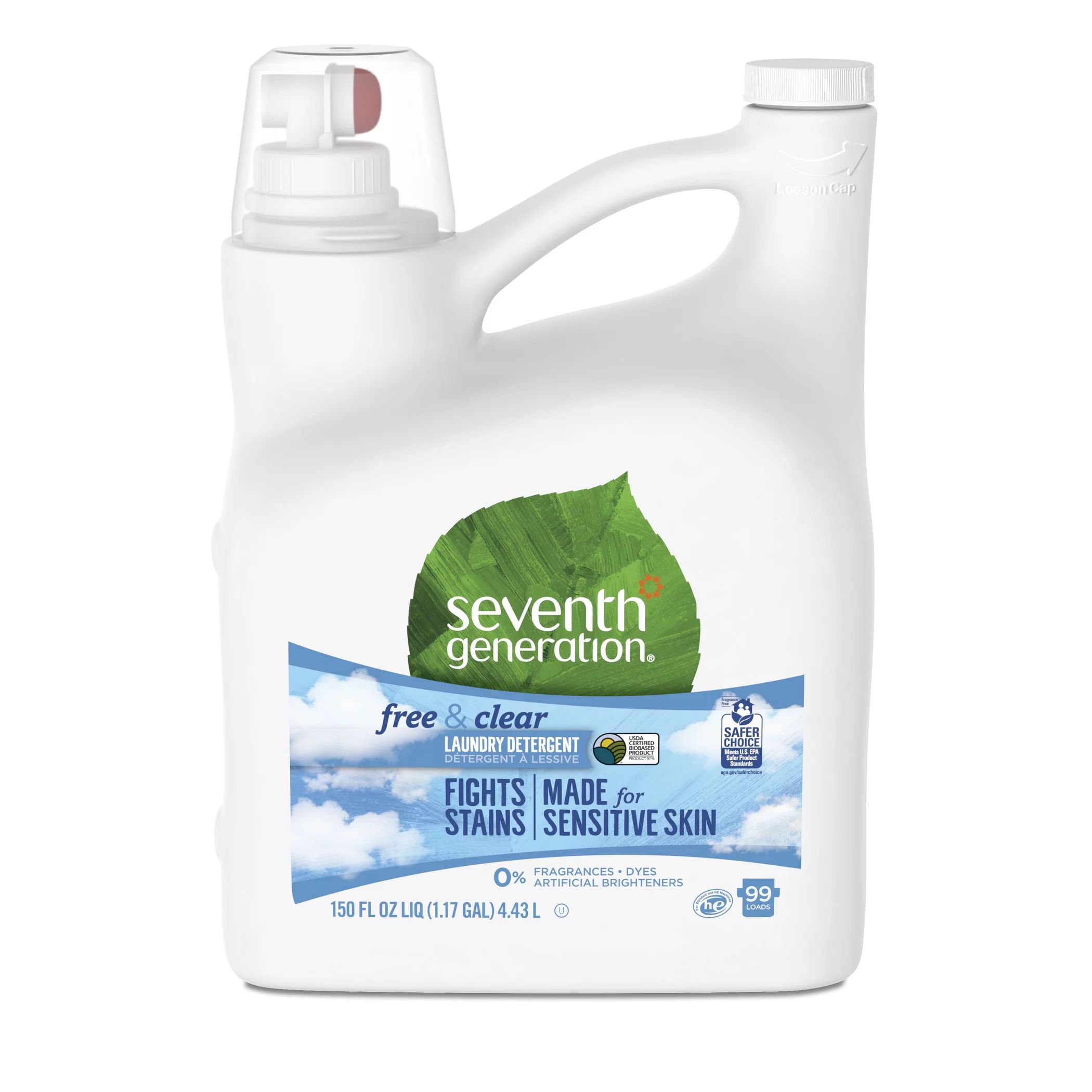 Seventh Generation Liquid Laundry Detergent, Free & Clear, 99 Loads, 150 oz | Walmart (US)