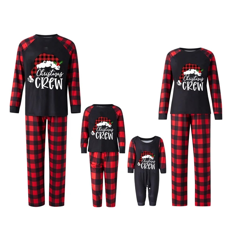 Qiylii Family Matching Christmas Pajamas Set, Parent-child Long-Sleeved Letter Print Round Neck T... | Walmart (US)