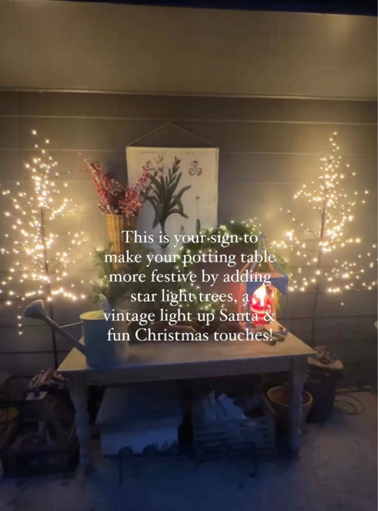 This is your sign to add star light trees, a vintage light up Santa and Christmas touches to your potting table!

#LTKHoliday #LTKHome #LTKSeasonal