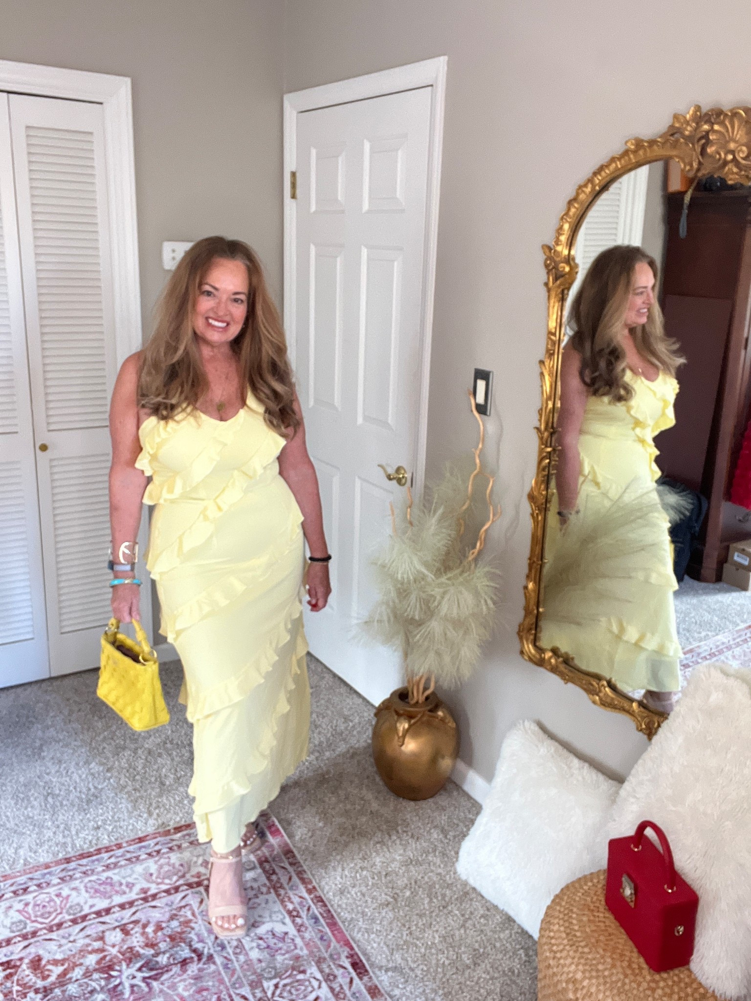 Flutter ruffles and butter yellow chiffon maxi dress.

#LTKootd #LTKWedding #LTKgrwm