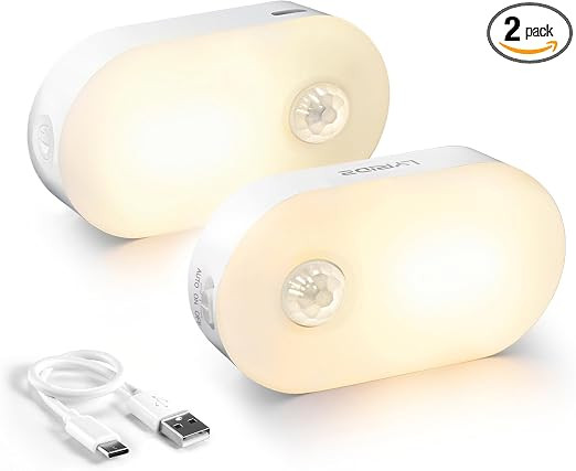 Rechargeable Battery Night Light with Motion Sensor, Portable Mini Warm White LED Stick-on Closet... | Amazon (US)