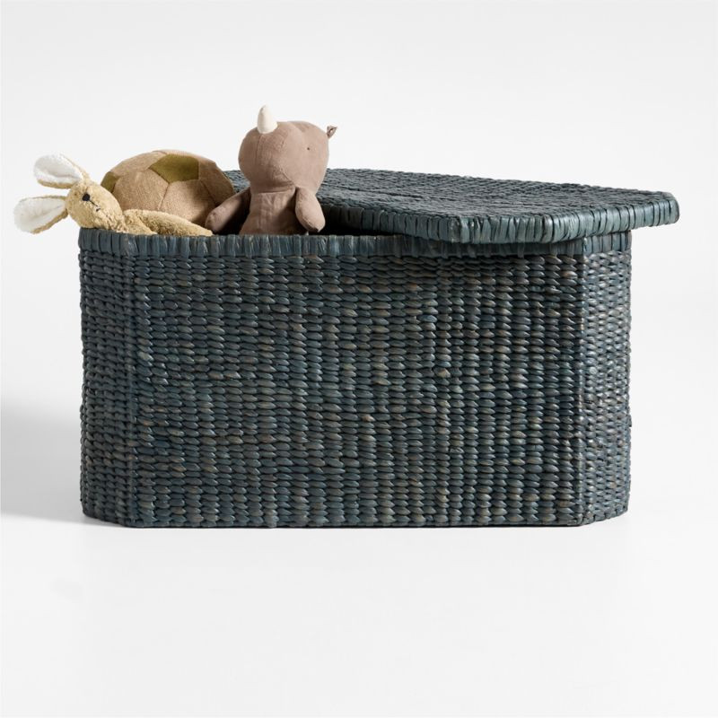 Rudy Rattan Blue Kids Toy Bin by Jake Arnold | Crate & Kids | Crate & Barrel