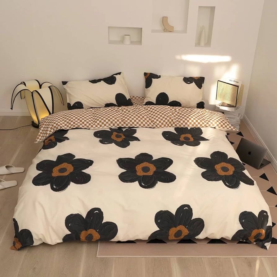 Wellboo Floral Comforter Sets Twin Women Girls White and Black Botanical Bedding Comforter Sets C... | Amazon (US)