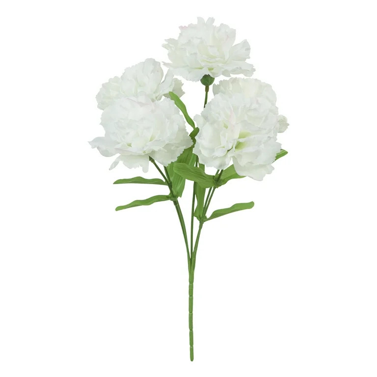 13-inch Artificial Silk White 5 Heads Carnation Flowers Pick, for Indoor Use, by Mainstays | Walmart (US)