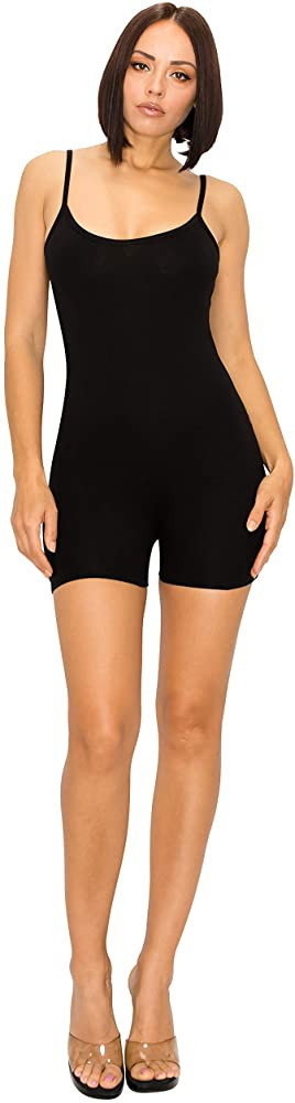 EttelLut Spaghetti Strap Bodycon Tank One Piece Stretch Yoga Jumpsuits Rompers Playsuit | Amazon (US)