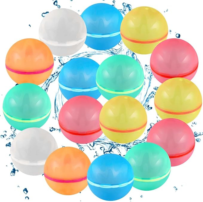 SCUATANBE 16PCS Reusable Magnetic Water Balloons, Self-Sealing Quick Fill Water Bomb Toys For Kid... | Amazon (US)